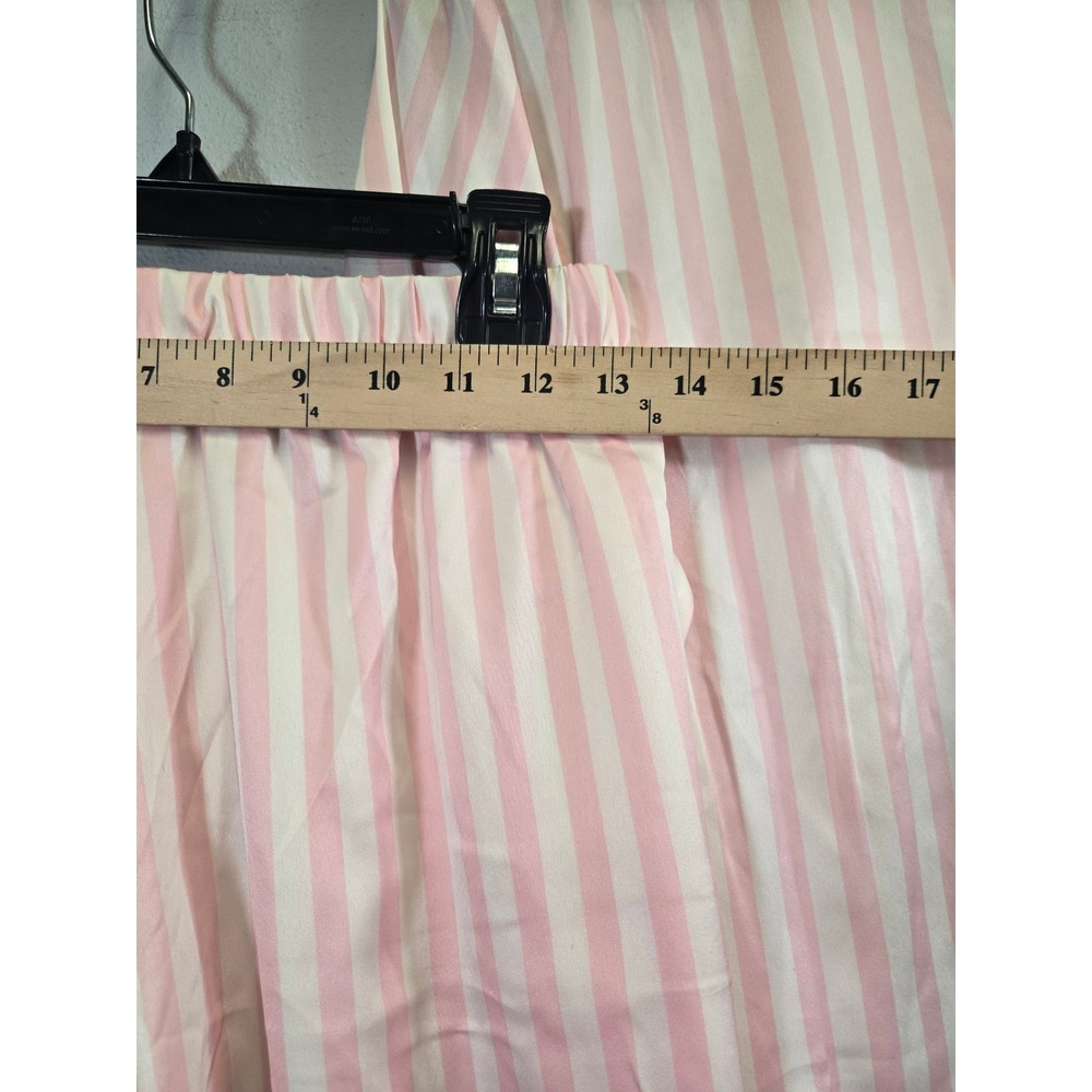 Victoria's Secret Pink White Stripe Satin Pajama Set Long Sleeve Pants Small - Picture 9 of 11